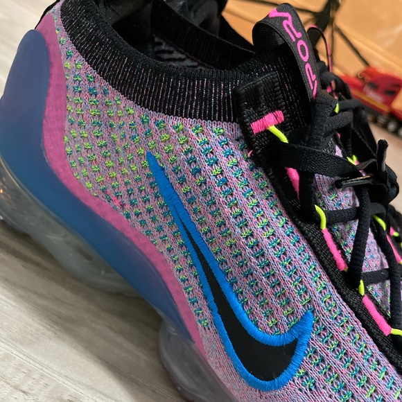 Nike Air Vapormax 2021 Flyknit Pink Blast Photo Blue DX3… - Picture 2 of 11